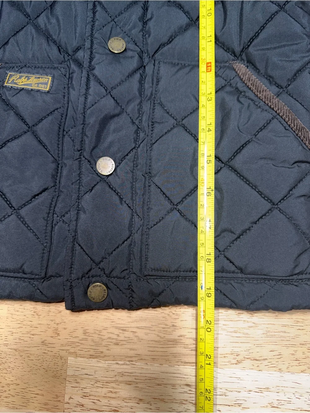 Polo Ralph Lauren Kids Black Quilted Barn Jacket Brown Corduroy Collar Size 6